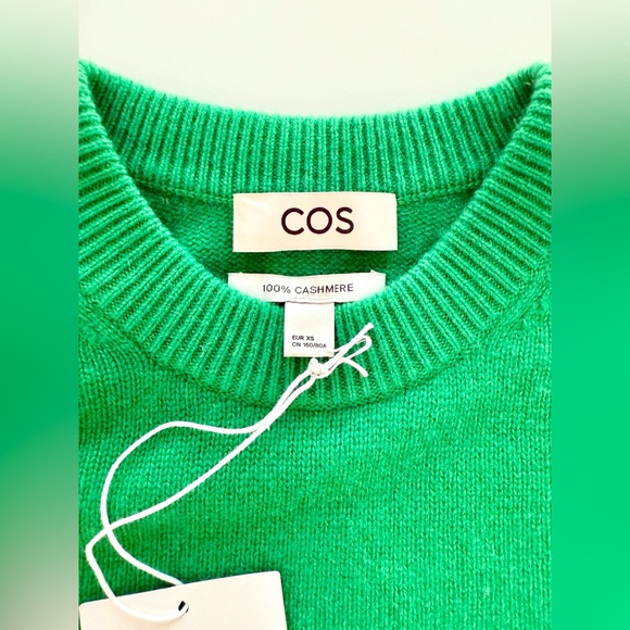 NWT! COS 100% CASHMERE crew neck pullover SWEATER in green Sz Xs - Picture 8 of 12